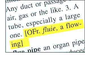 Highlighted derivation in a dictionary