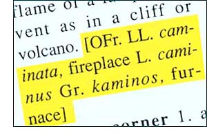 Highlighted derivation in a dictionary