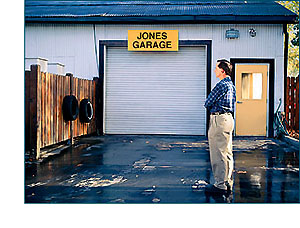 Jones looking at his empty garage